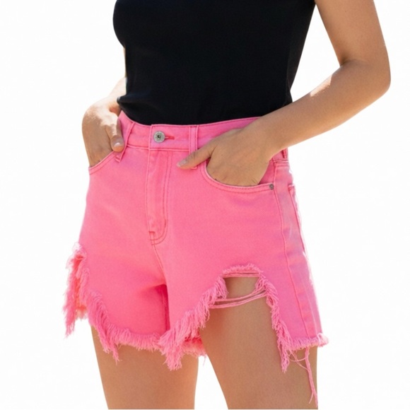Urban Outfitters Pants - Urban Outfitters A line  Pink Distressed Denim Shorts, size 25